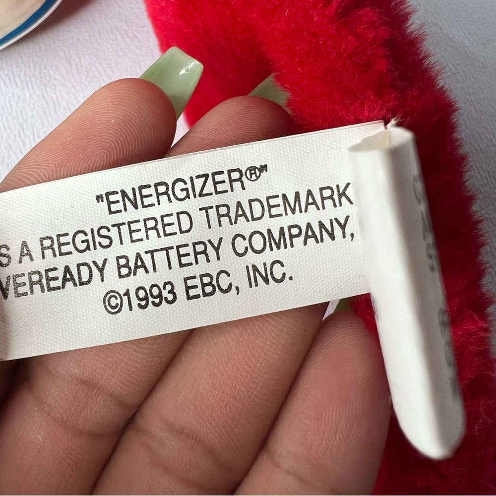 1993 Eveready Energizer Bunny Plush Christmas Stocking Red White Pink - Picture 7 of 10